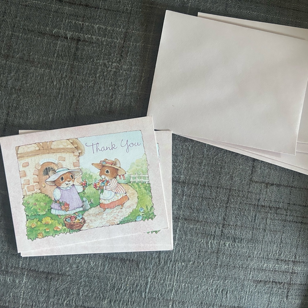 Vintage Current Inc Thank You Cards Lot of 5 w/ Envelopes Woodland Animals